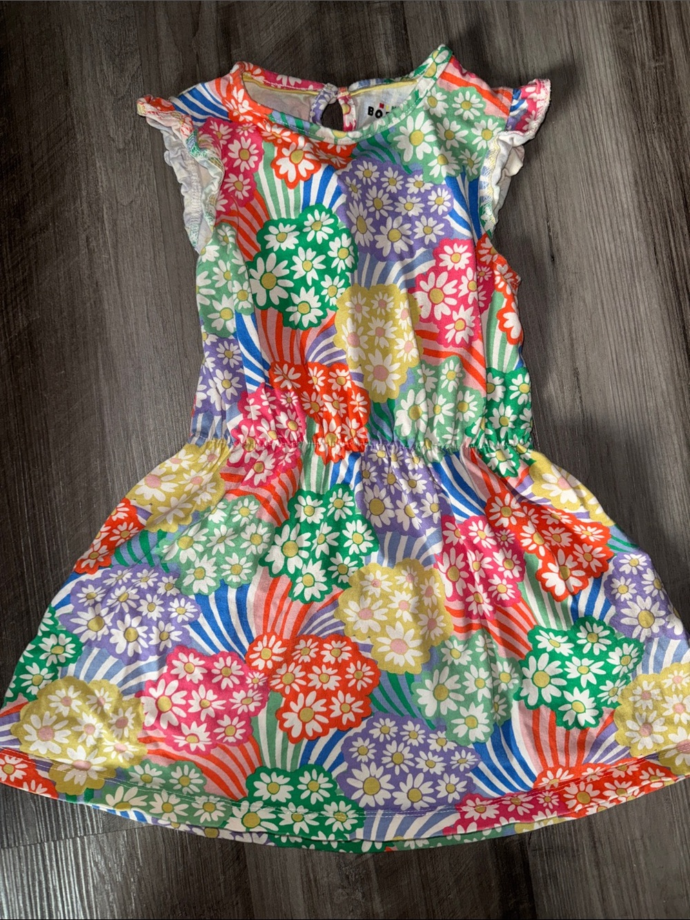 Mini Boden girls dress 3-4 years multicolor floral short sleeve